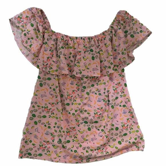 Lilly Pulitzer La Fortuna Off the Shoulder Top Urchin Pink Lil Juicy Fruit XS - Picture 2 of 3